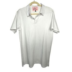 NWOT Billy Aloha Mens Bright White Short Sleeve Soft 3 button Polo Shirt Medium